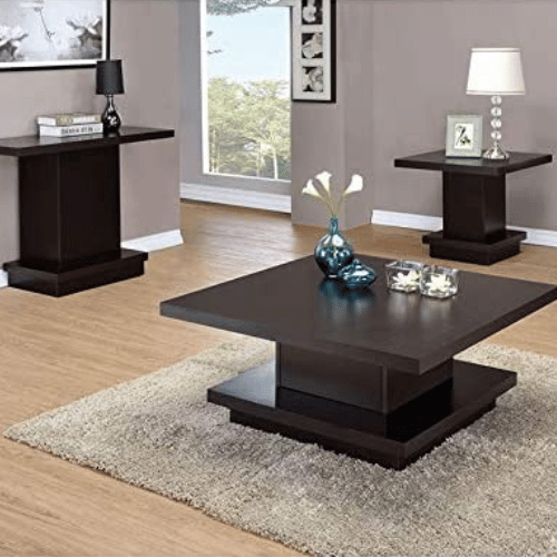 BOWERY HILL Modern Square Pedestal Coffee Table