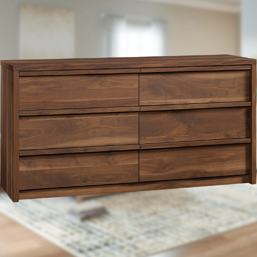 Sauder Harvey 6-Drawer Dresser, Grand Walnut Finish