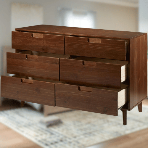 Walker Edison Mid Century Wood Dresser, Walnut