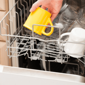 Mug being washed in a dishwasher