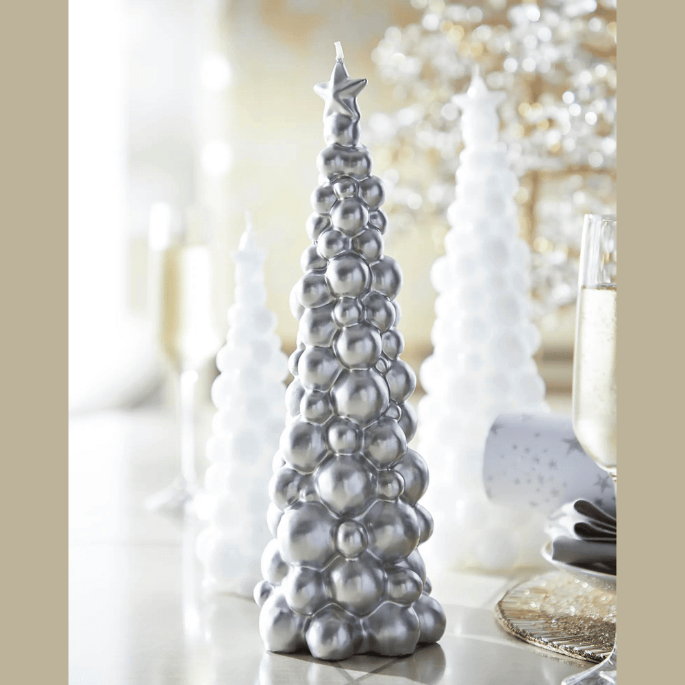Silver and candle decoration
