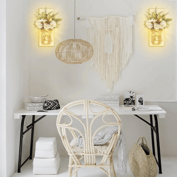 Homecor Farmhouse Mason Jar Wall Sconces above a table