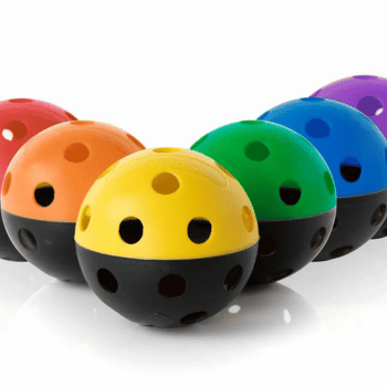 Six different two-toned wiffle balls
