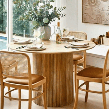 Fluted breakfast nook table