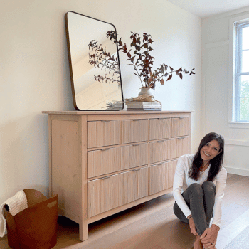 Fluted dresser drawer in a bedroom