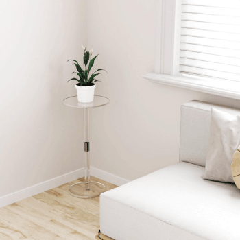 HMYHUM Acrylic End Table in a room corner