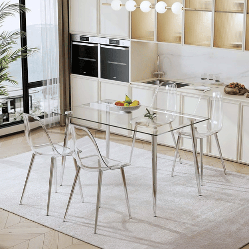 Acrylic table set in a kitchen