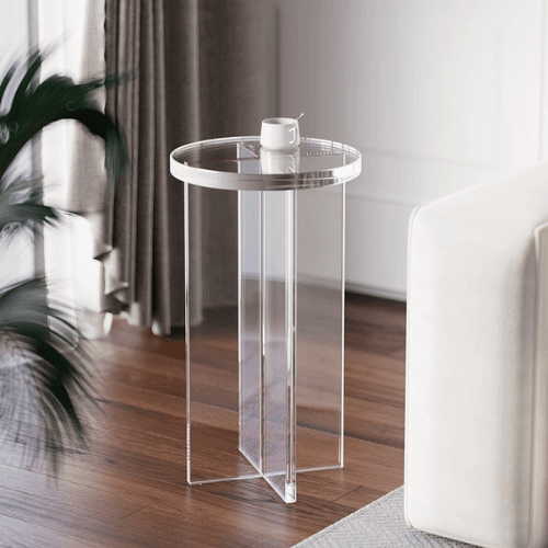 Acrylic side table with a round top
