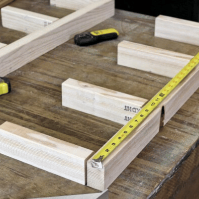 Measuring the frame for a floating wood shelf