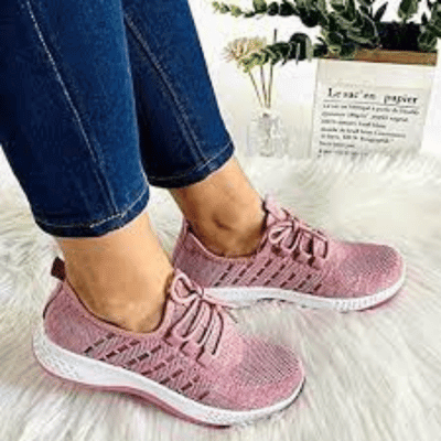 Woman in stylish walking shoes for overweight women