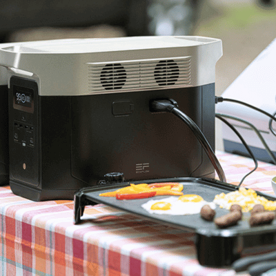 Portable power station powering a griddle