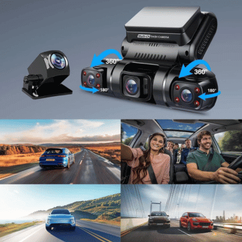PRUVEEO Dash camera showing 4 views