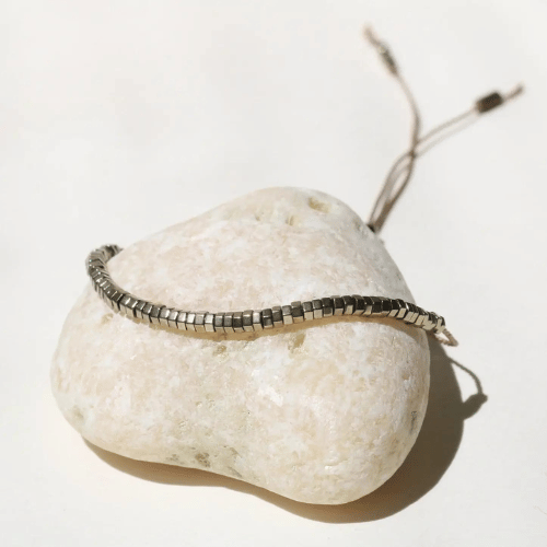 Pyrite and silk bracelet