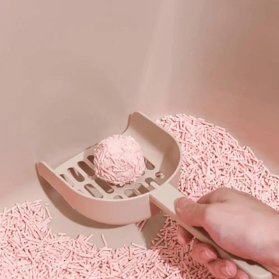 Scoop of clumping tofu cat litter