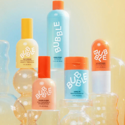 Array of Bubble skincare products