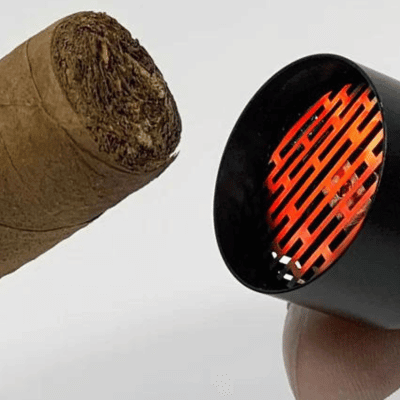 Flameless lighter lighting a cigar