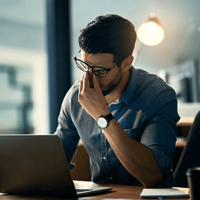 Man exhibiting stress in the office