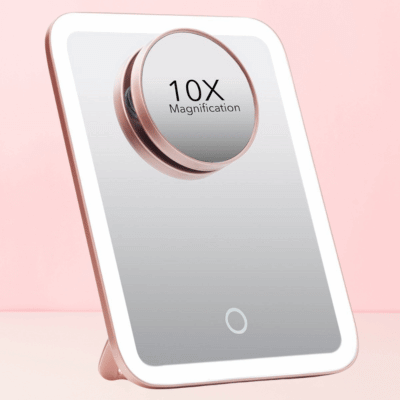 Fancii Auro Go Tri-Color Rose Gold LED Lighted Travel Mirror