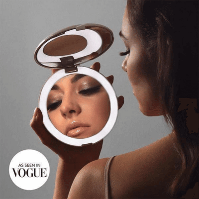 Round LED Lighted Travel Makeup Mirror Foldable With Magnifier