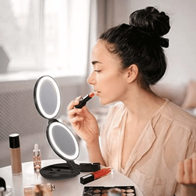 Rechargeable Travel Makeup Magnifying Mirror with Light