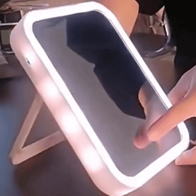 Vanity travel makeup mirror with LED lights