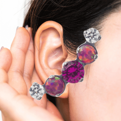 Industrial Strength mixed gem flat back earring