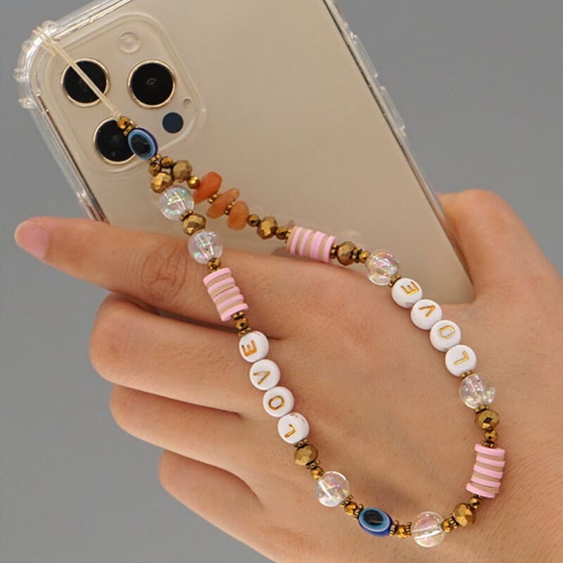 Golden love phone charm