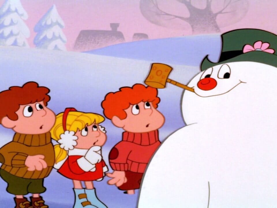 Children in awe of Frosty the Snowman