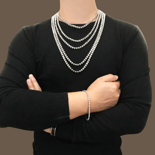 Single Ice Chain Diamond Jewelry in Titanium Steel