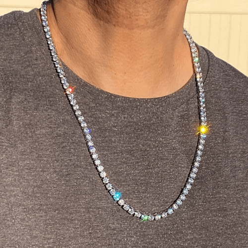 Stainless Steel Tennis Chain Iced One Row Necklace
