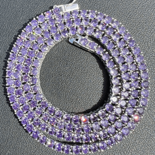 Sterling Silver Purple Amethyst Tennis Necklace