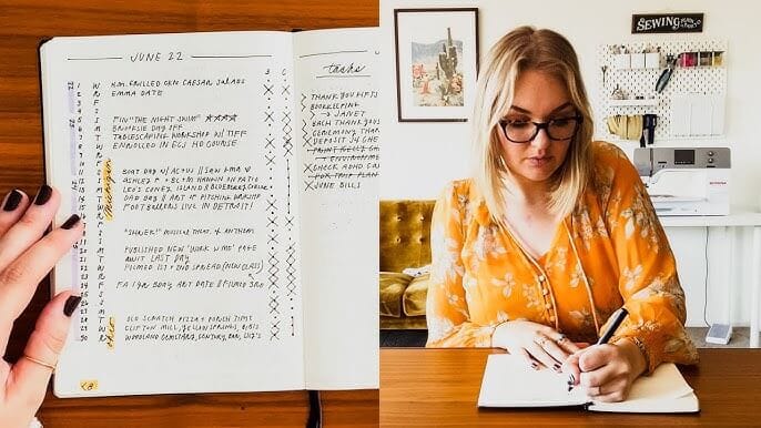 A person with ADHD using a bullet journal
