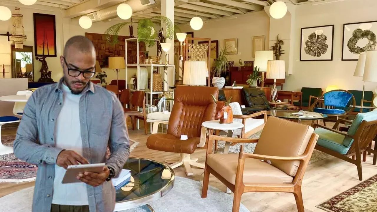 Person Reviewing Guide for Selecting Accent Chairs