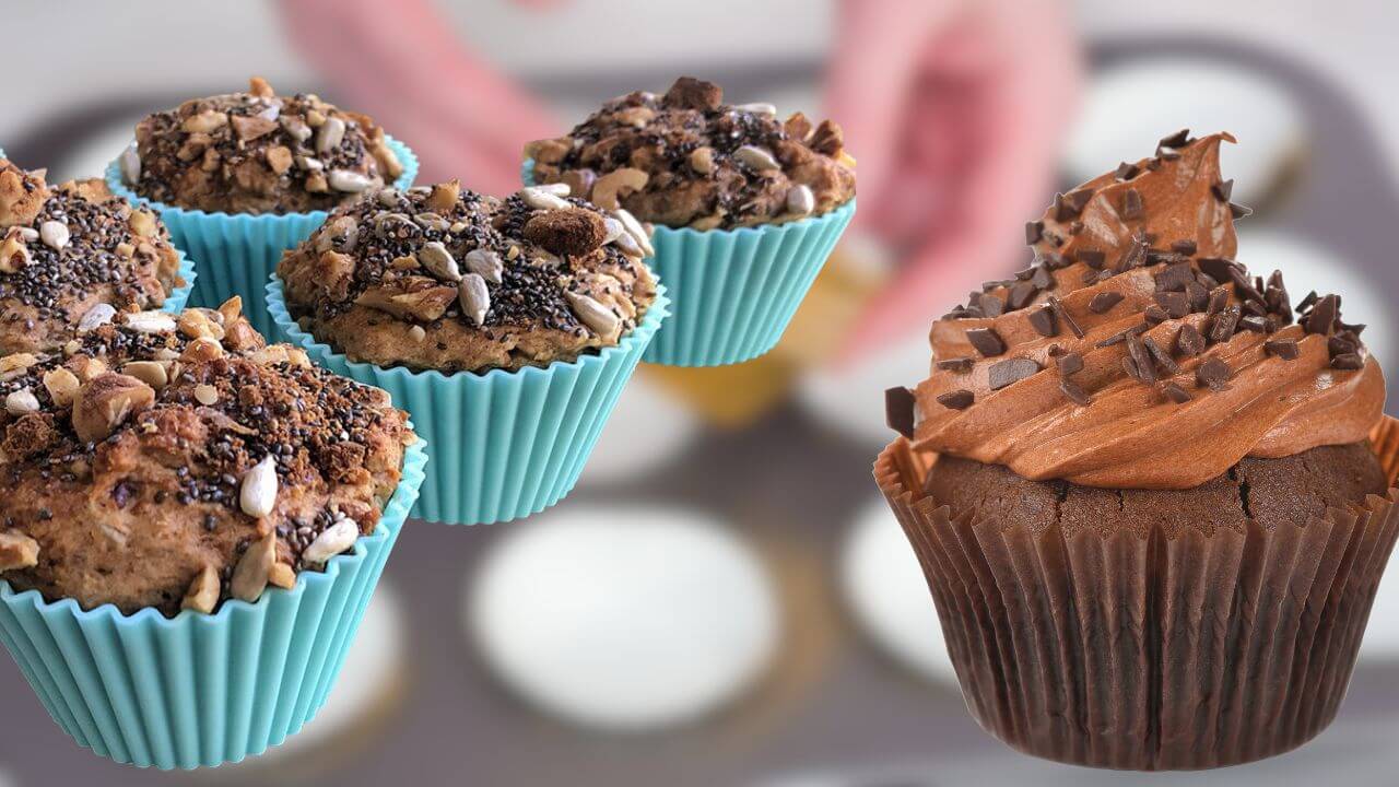 Image of silicone cupcake liners and paper cupcake wrappers