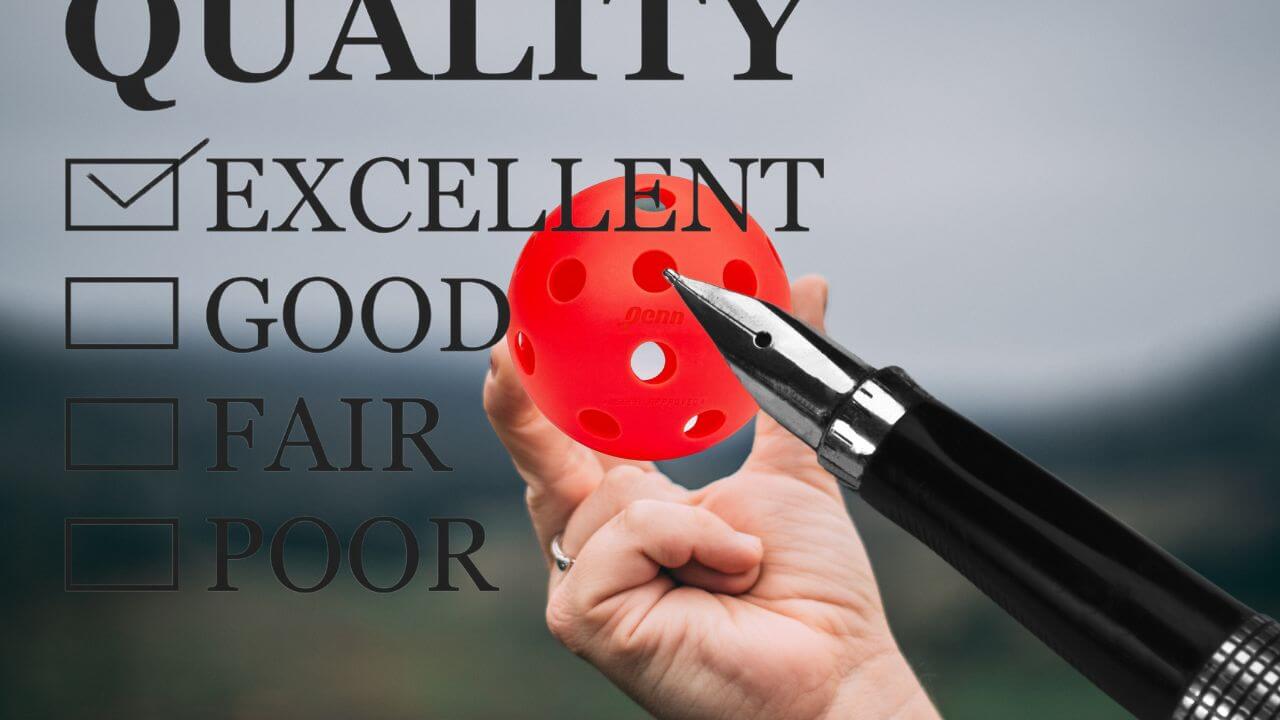 Quality rating guide for a red pickleball