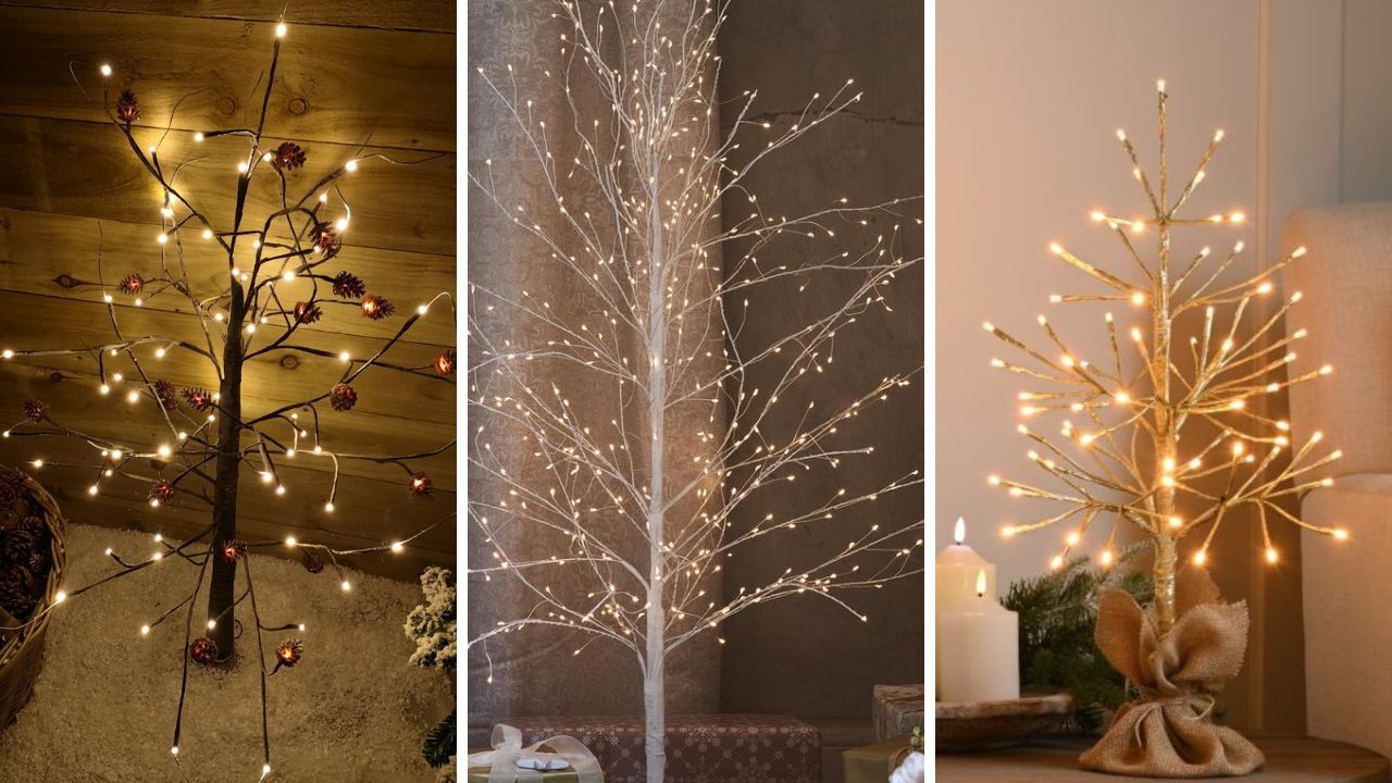 Panel of three different fairy light trees