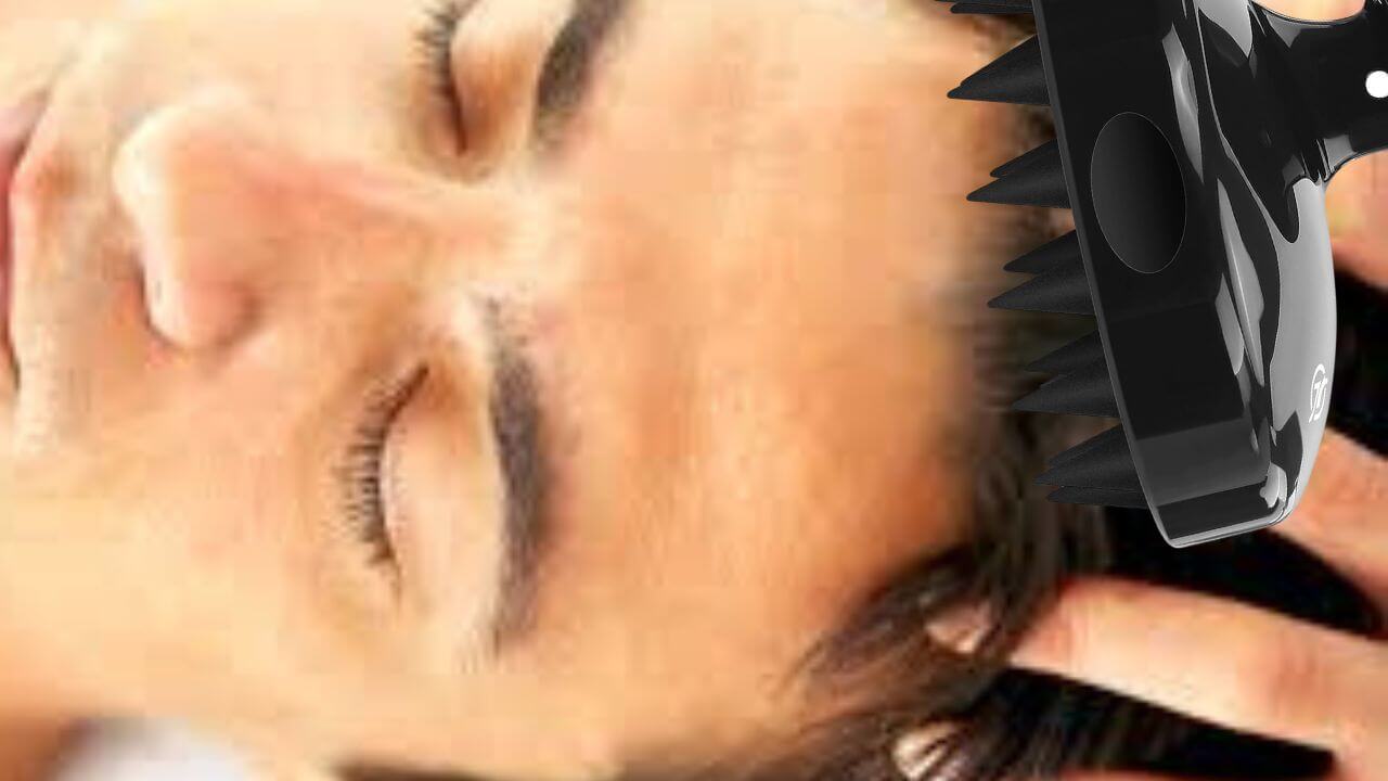 Scalp scrubber being used for scalp health and hair growth