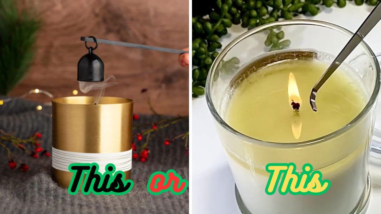 A candle snuffer and a candle dipper