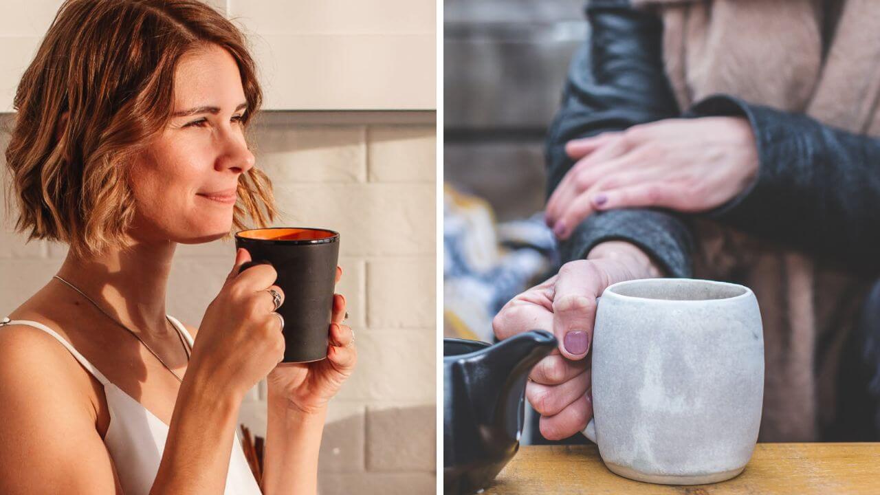 Two different shaped coffee mugs