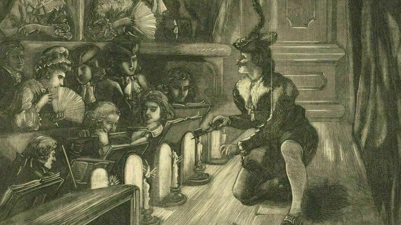 18th century person using a candle snuffer