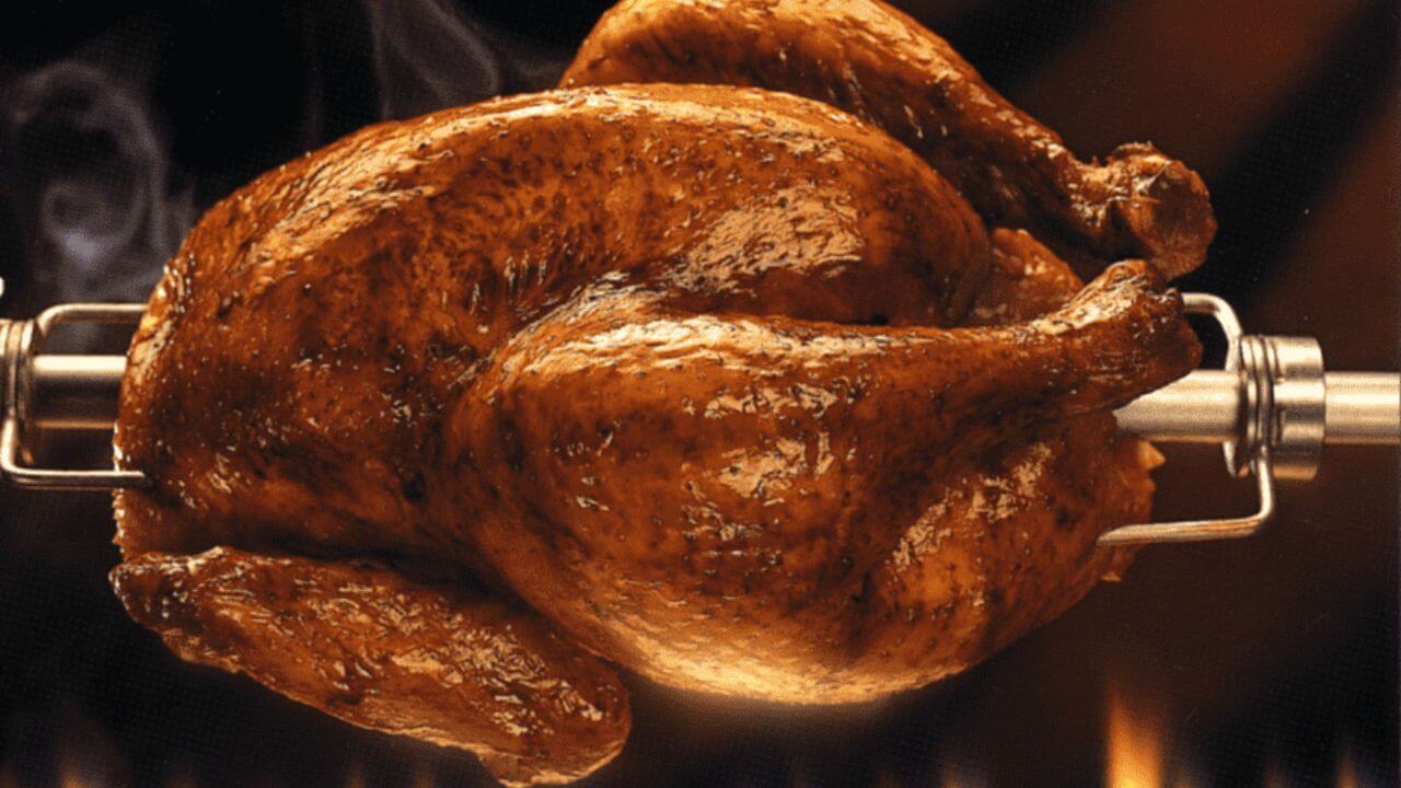 Fowl on a spit roaster
