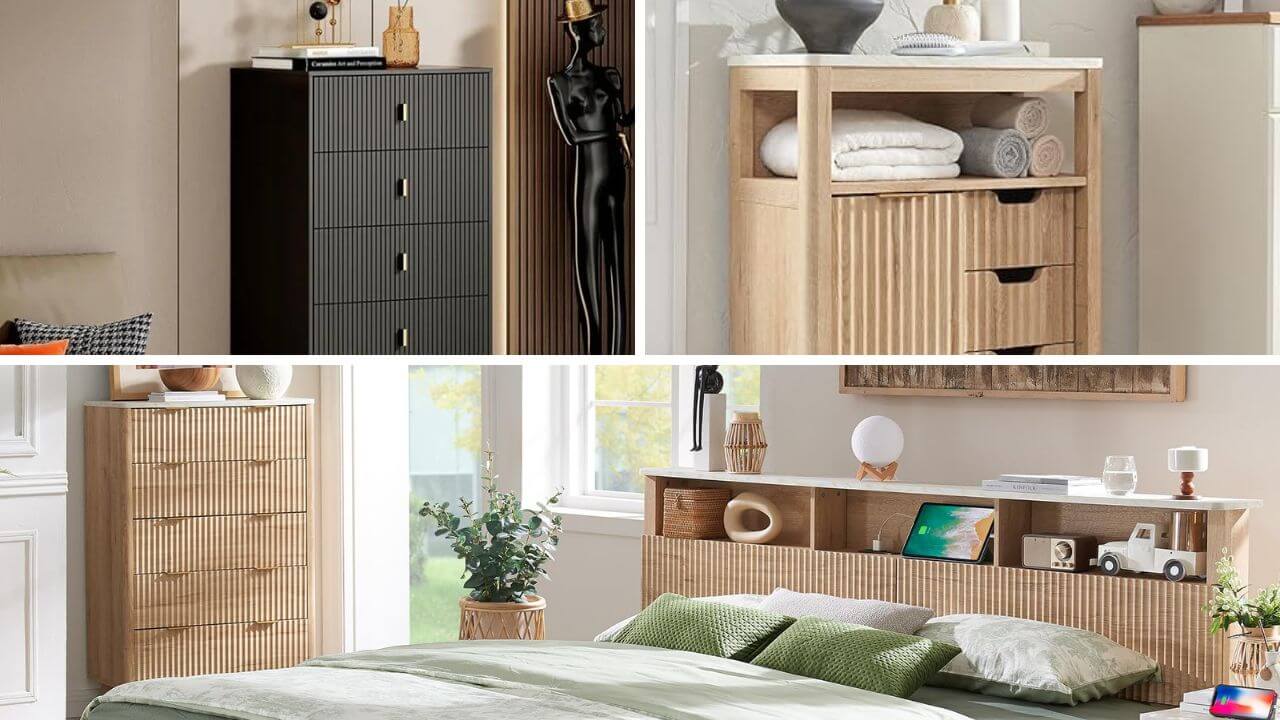 Different pieces of fluted furniture