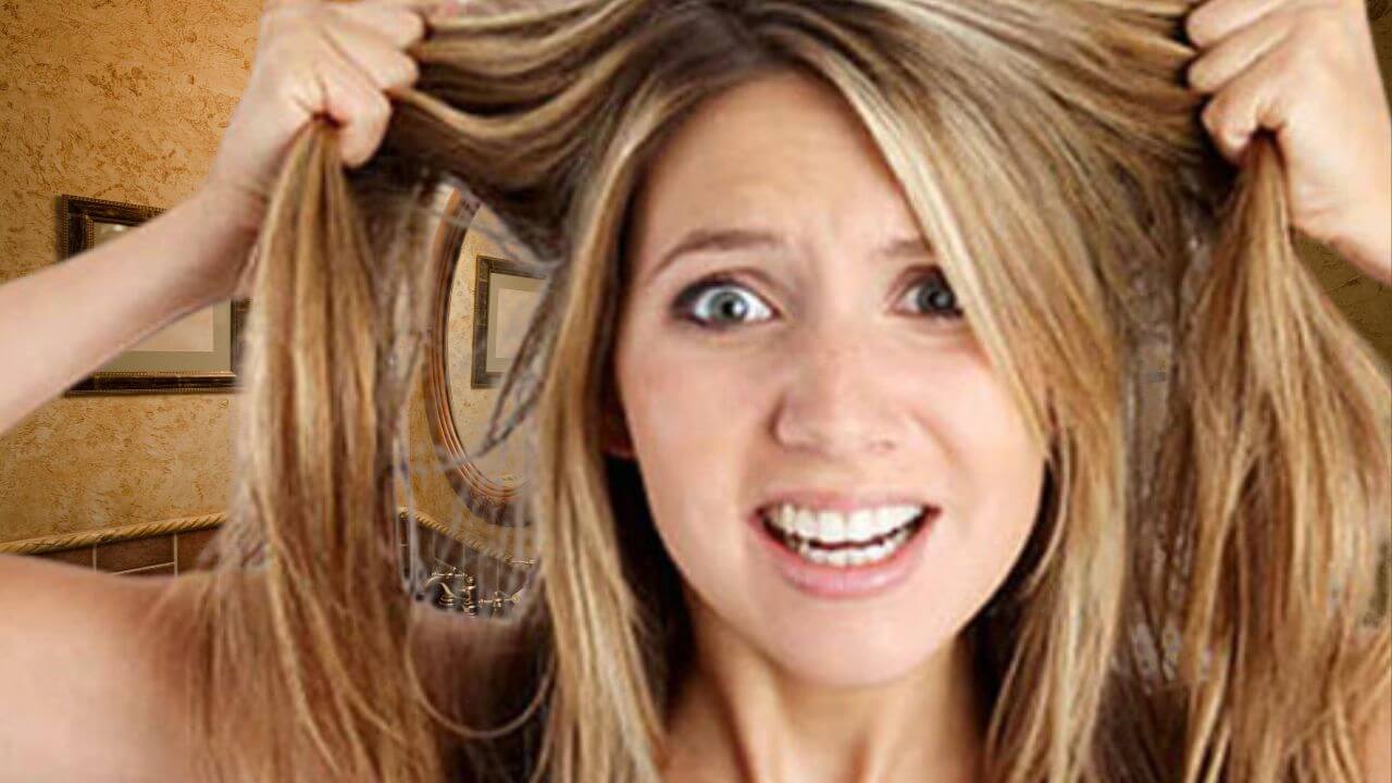 Woman wondering if her hair wax stick made her hair greasy