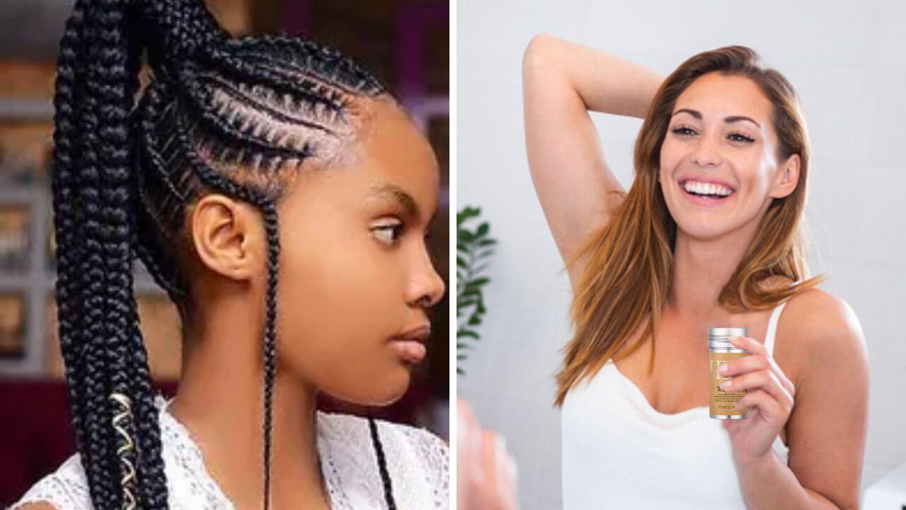 Women showing their hair after using a hair wax stick