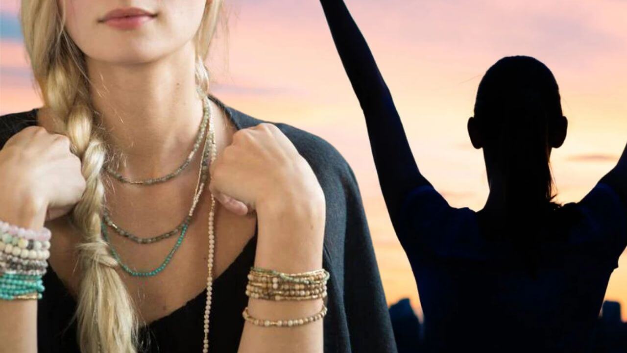 Woman finds protection and positive energy wearing pyrite bracelets
