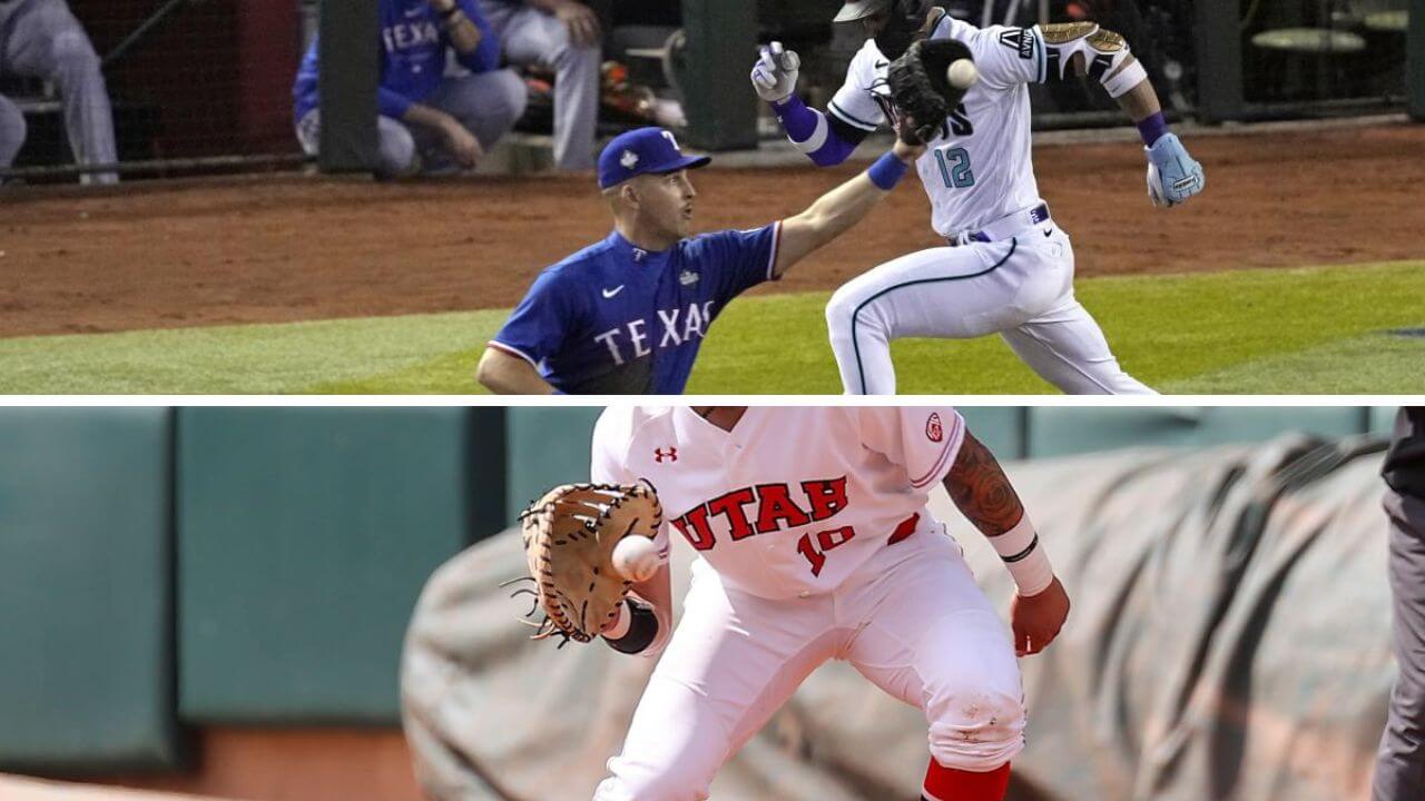 First basemen using their first base gloves in baseball game