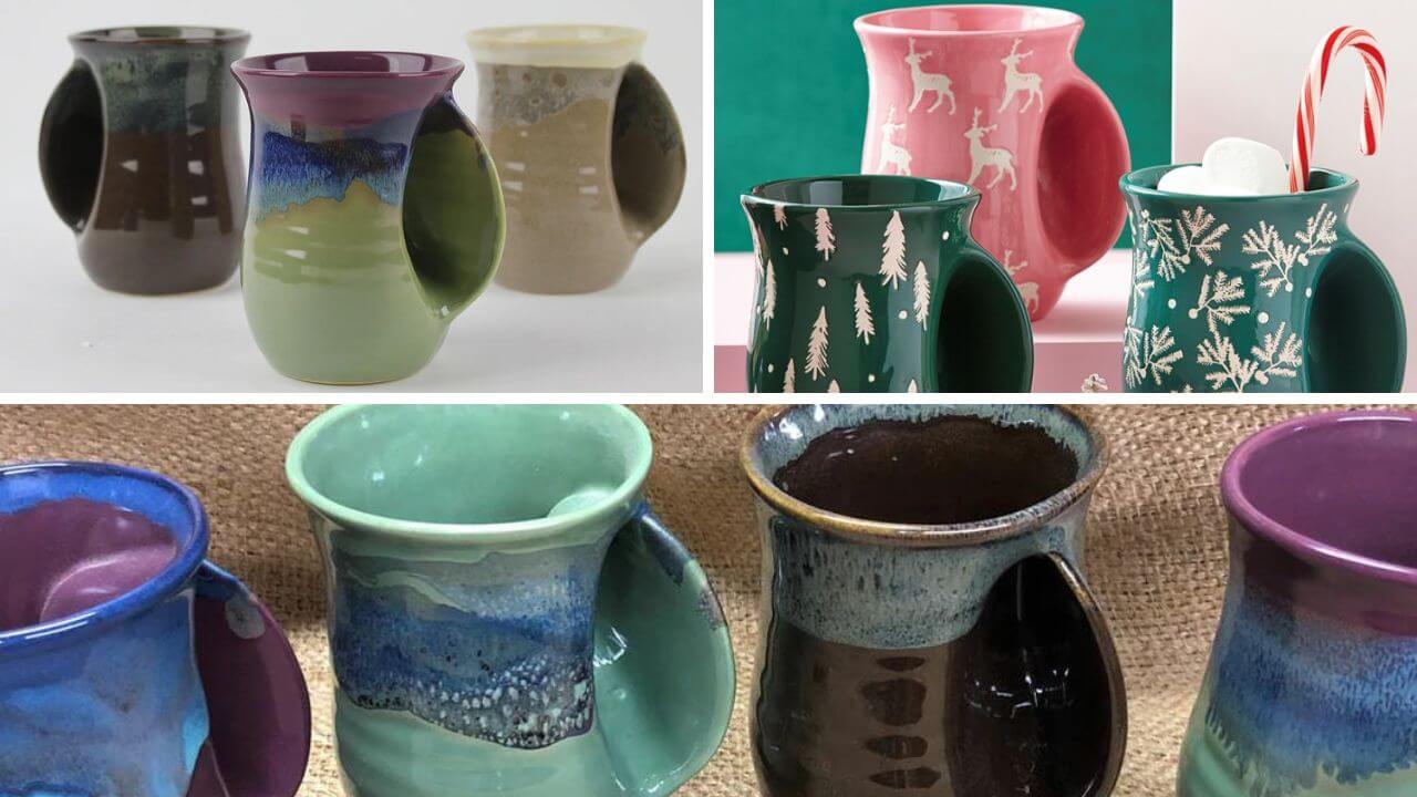 Variety of colorful hand warmer mugs
