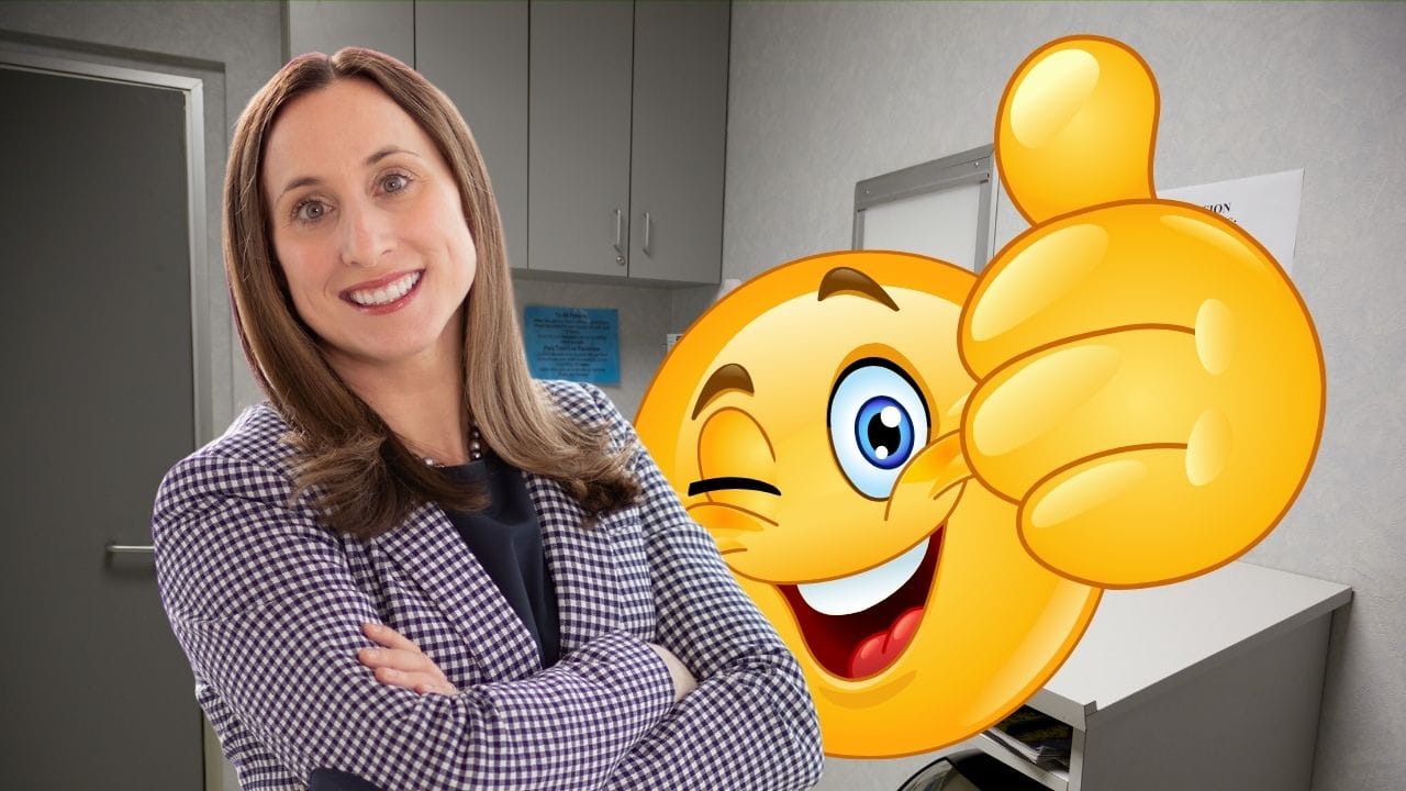 Dermatologist showing approval for Bubble skincare products