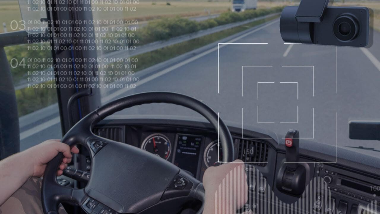Truck driver with a dash cam