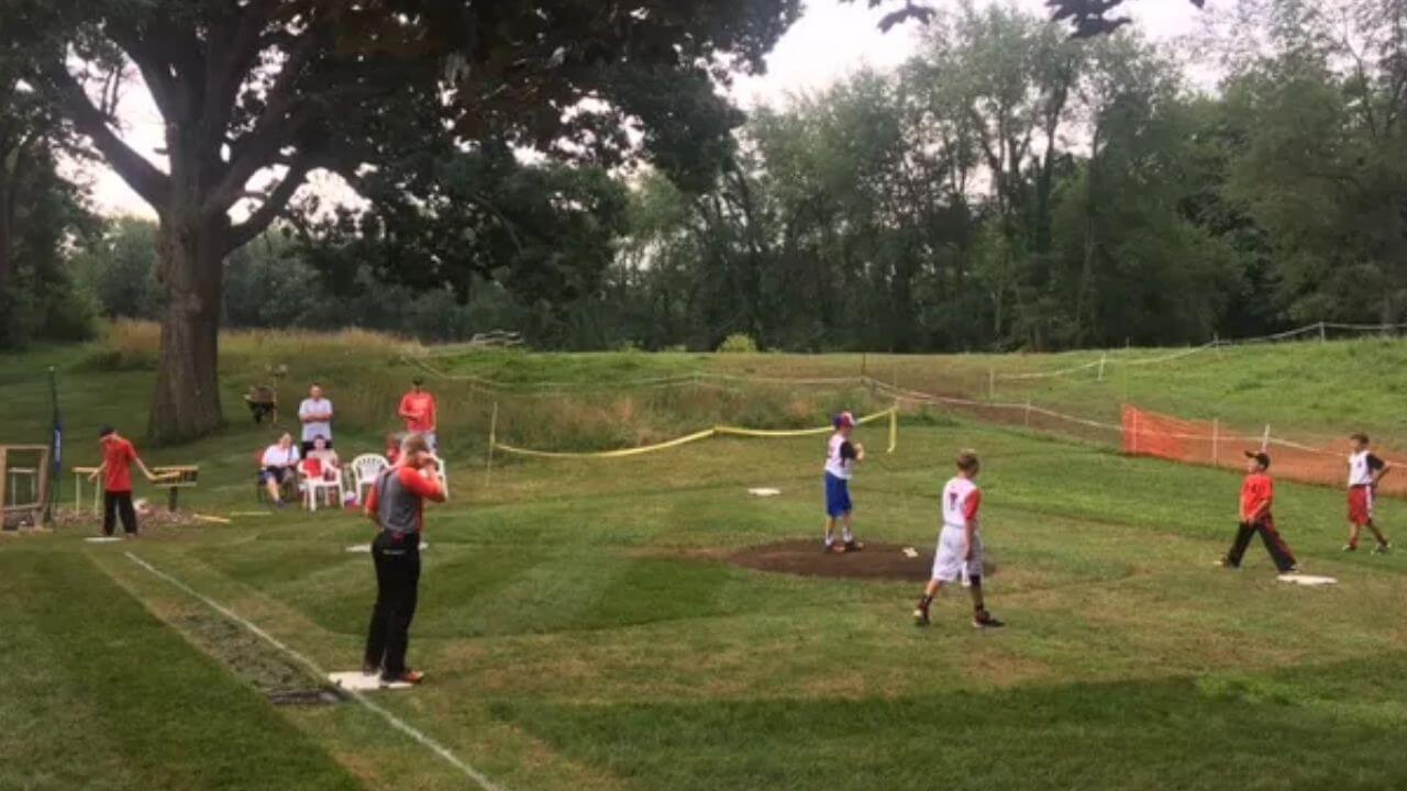 Backyard wiffle ball game